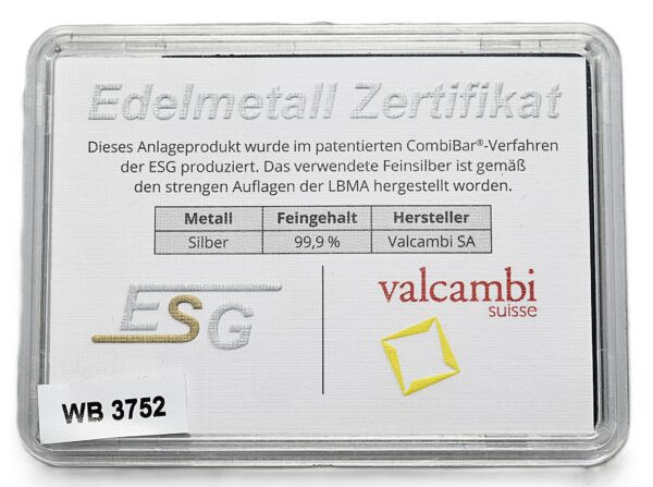 V2 Valcambi - Srebrna Sztabka 10x1g