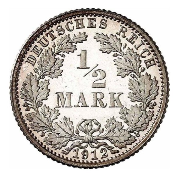 Cesarstwo niemieckie - 1/2 marki Srebro .900