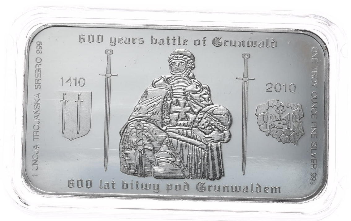 Srebrna sztabka lokacyjna Grunwald 1 oz AG .999 Srebrna Mennica