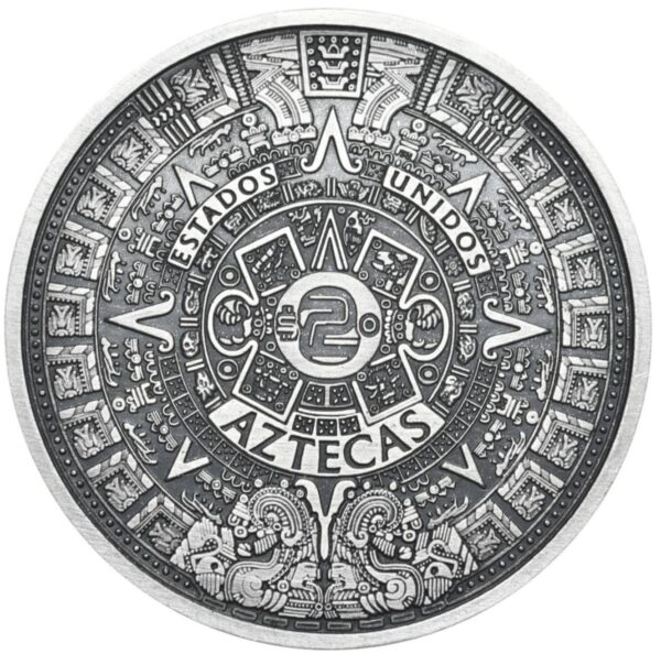 Aztek OX 2 Kalendarz Aztecki Oksyda - 1 oz Ag.999 (Aztec Calendar)