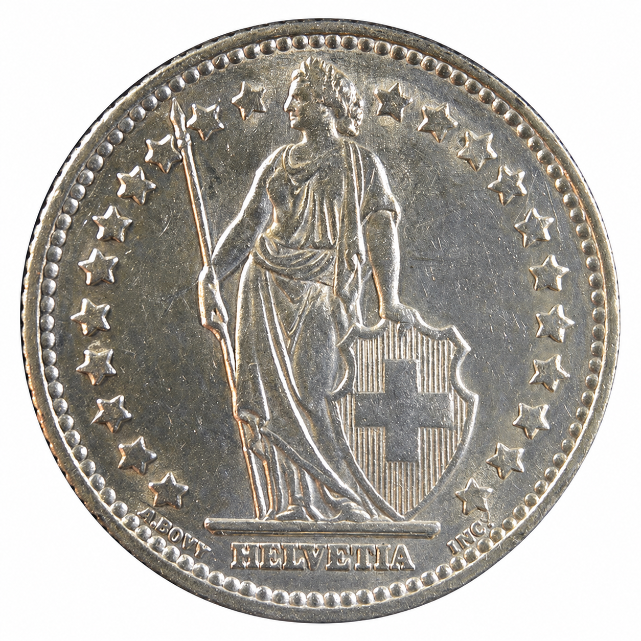 1 frank szwajcaria helvetia srebro .835 
