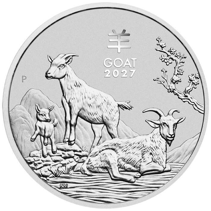 Srebrna moneta Lunar III Rok Kozy 2027 Ag 9999 1 oz Perth Mint Australia