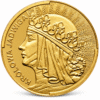 Złota moneta z portretem królowej Jadwigi Królowa Jadwiga 1/10 oz Ag999 - Pełne złocenie