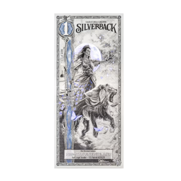 Srebrny Banknot Silverback Olympus: Hera, 1/1000 uncji